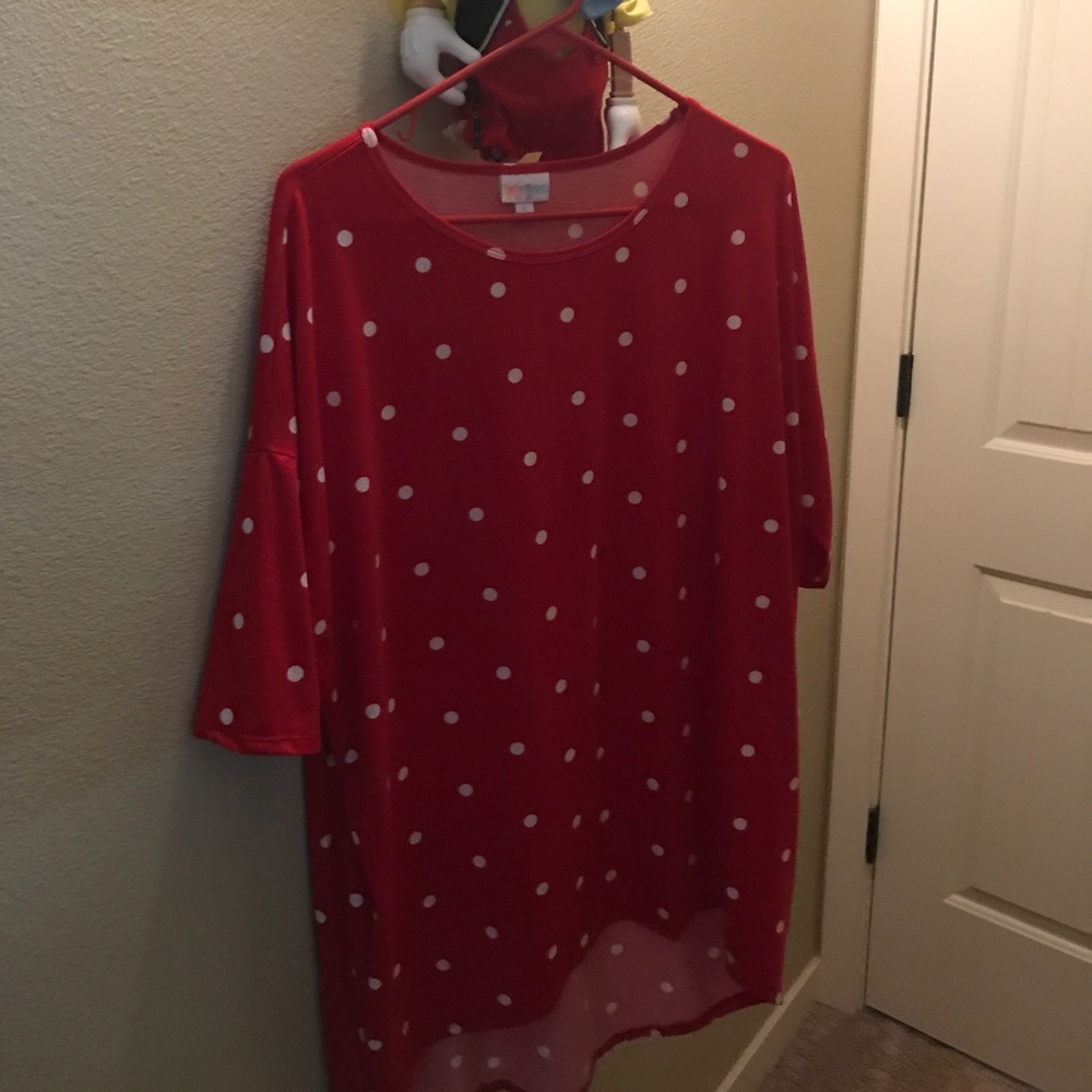 Lularoe red and white polka dot shirt